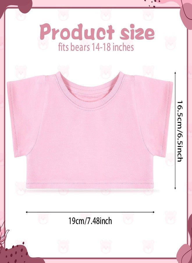 RoundFunny Bear Tee Shirt Fit 14-18inch Stuffed Animal Clothes, Basic Dolls Shirt, Light Pink - Image 2